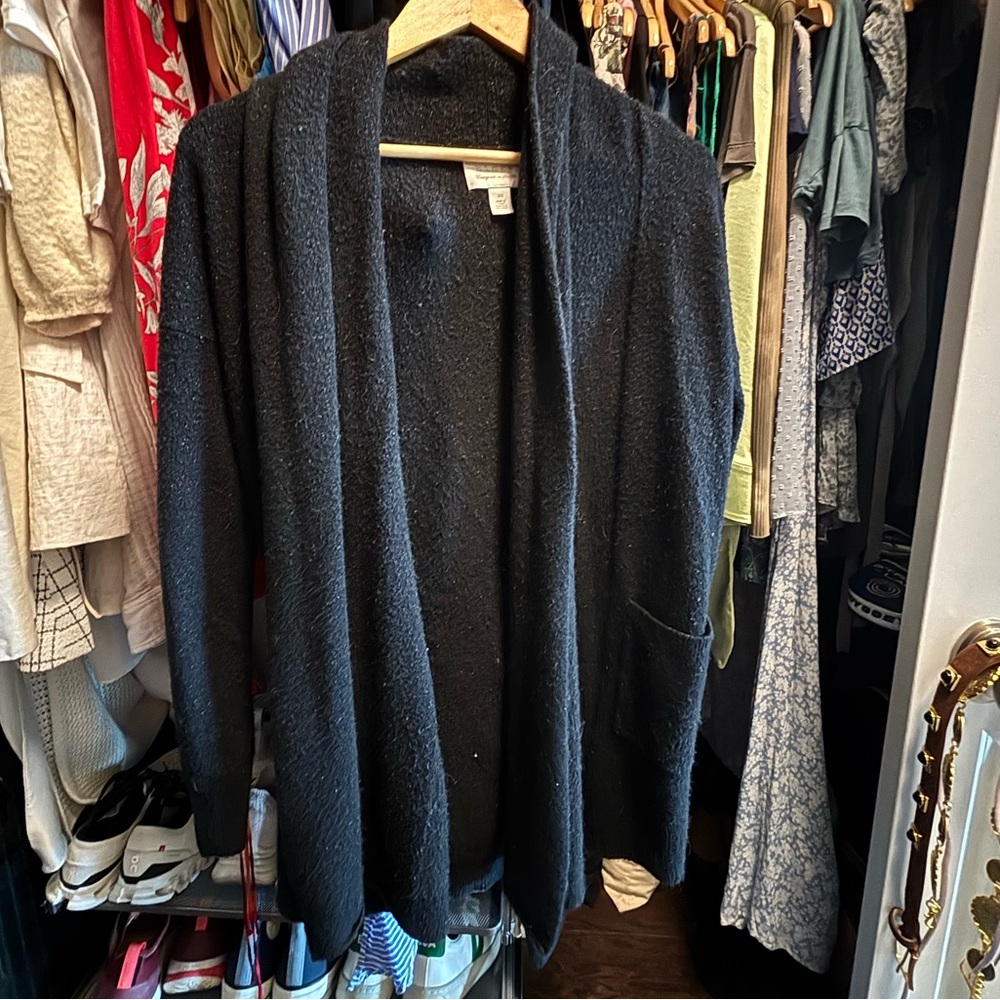 Cozy Black Open Front Cardigan